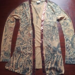 Daytrip Buckle Womens Open Cardigan Sweater Yellow Size Large